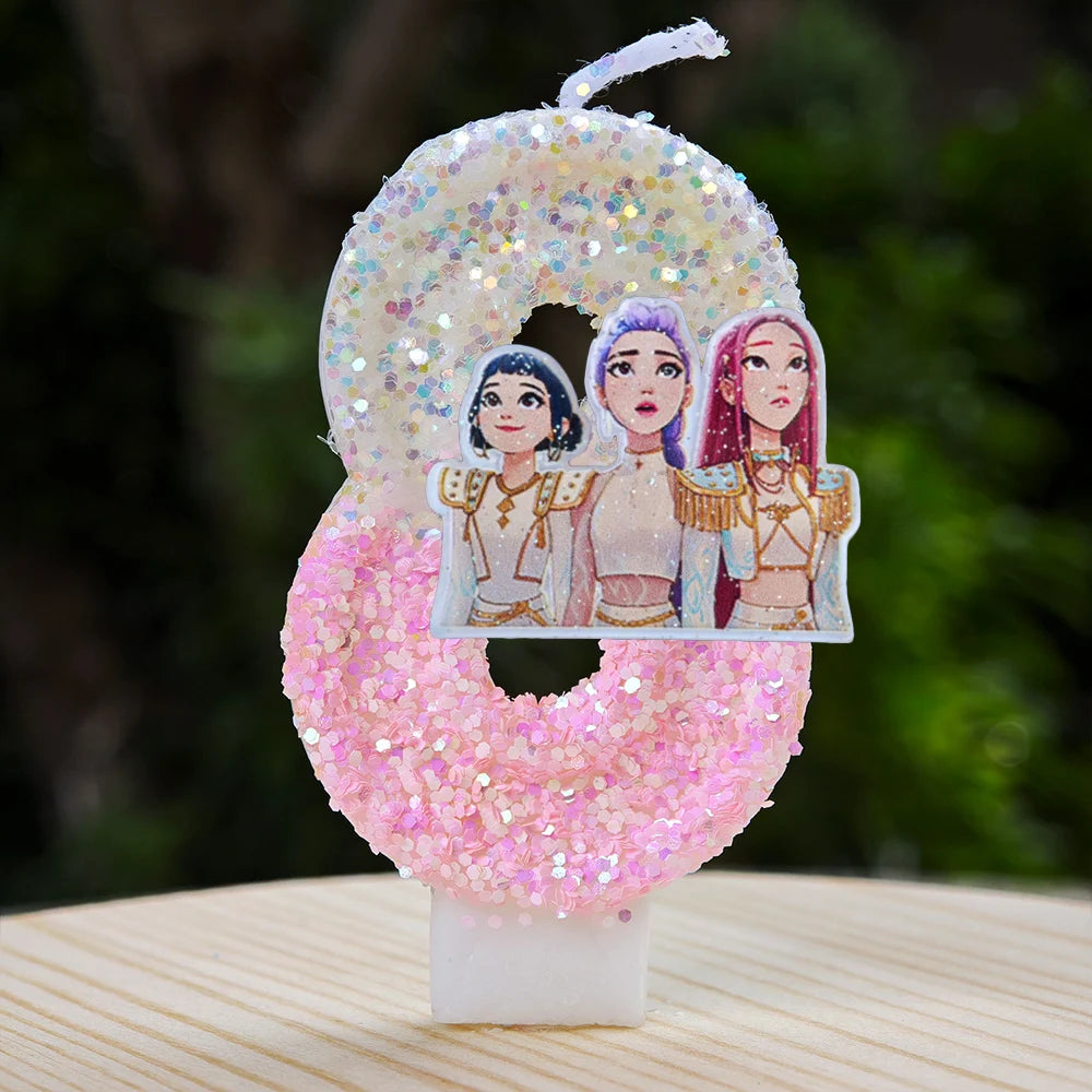 Kpop Demon Hunters Candle Number 0-9 Soccer Candle Cake Decoration Birthday Party for Kids Baby Shower Decor Gift