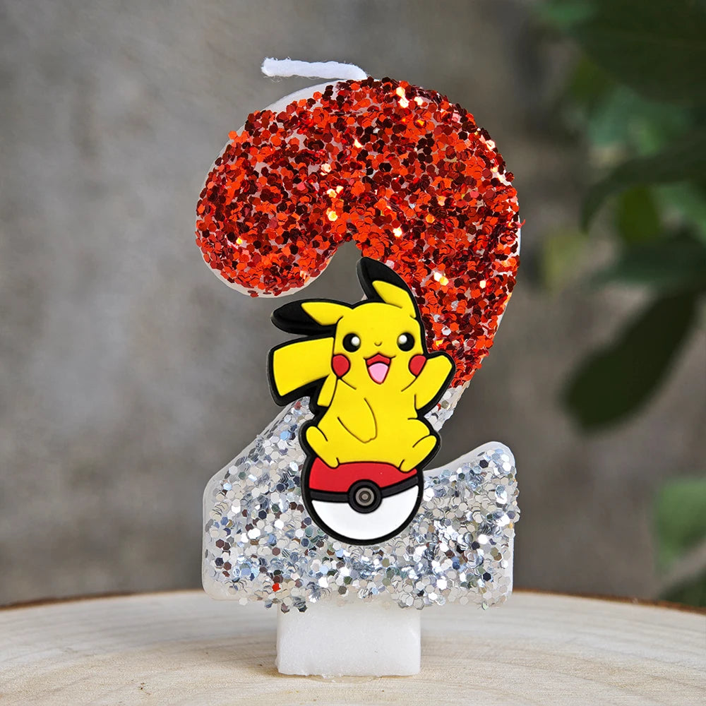 Pokemon Candle Number 0-9 Soccer Candle Pikachu Cake Decoration Boy Birthday Party for Kids Baby Shower Decor Gift