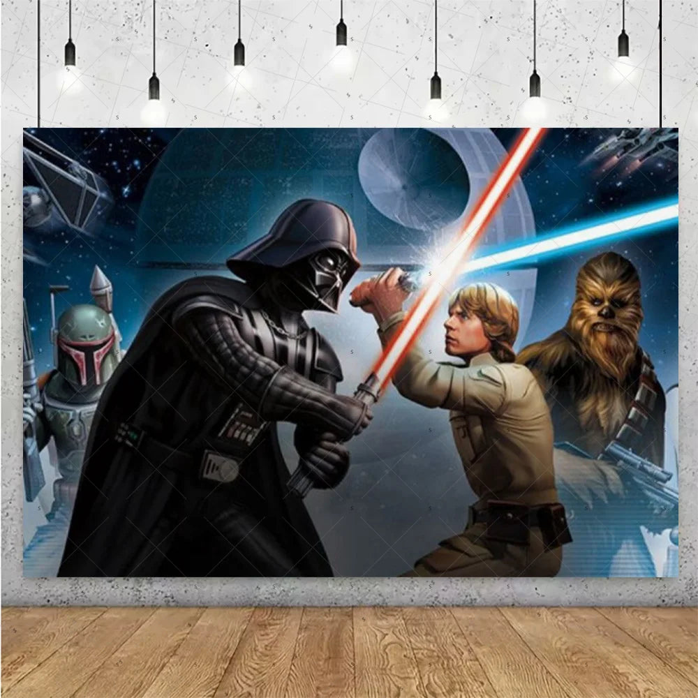 Film Star Wars Theme Birthday Party Decorations Cake Topper Number Balloons Background Yoda Master Robot Backdrop Supplies Gifts