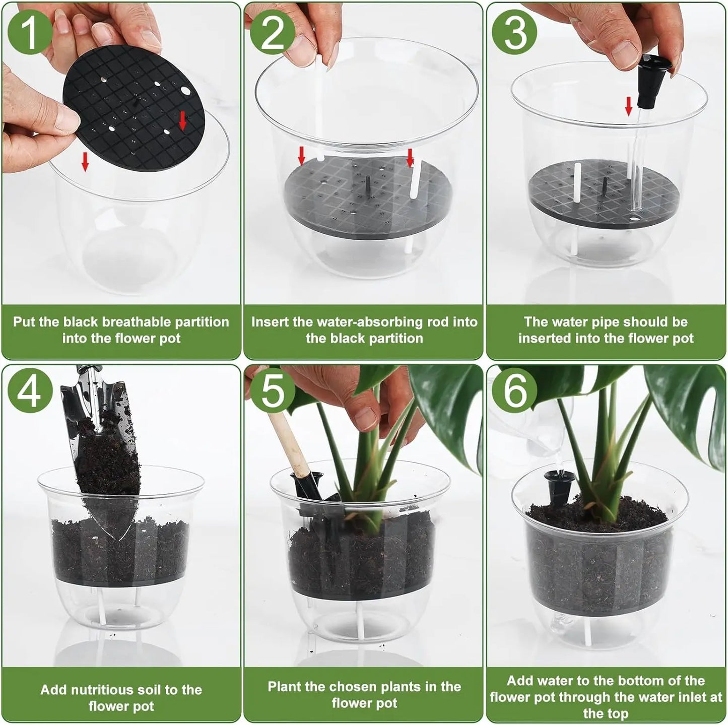 Plastic Plant Pots Self Watering Planter Indoor Flower Seed Nursery Pots for Orchid Violet Automatic Water Absorbing Garden Pot