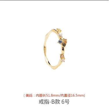 New 925 Sterling Silver Color Zircon Ring Simple Charm Personality Women Ring Birthday Party Gift for Friends Exquisite Jewelry