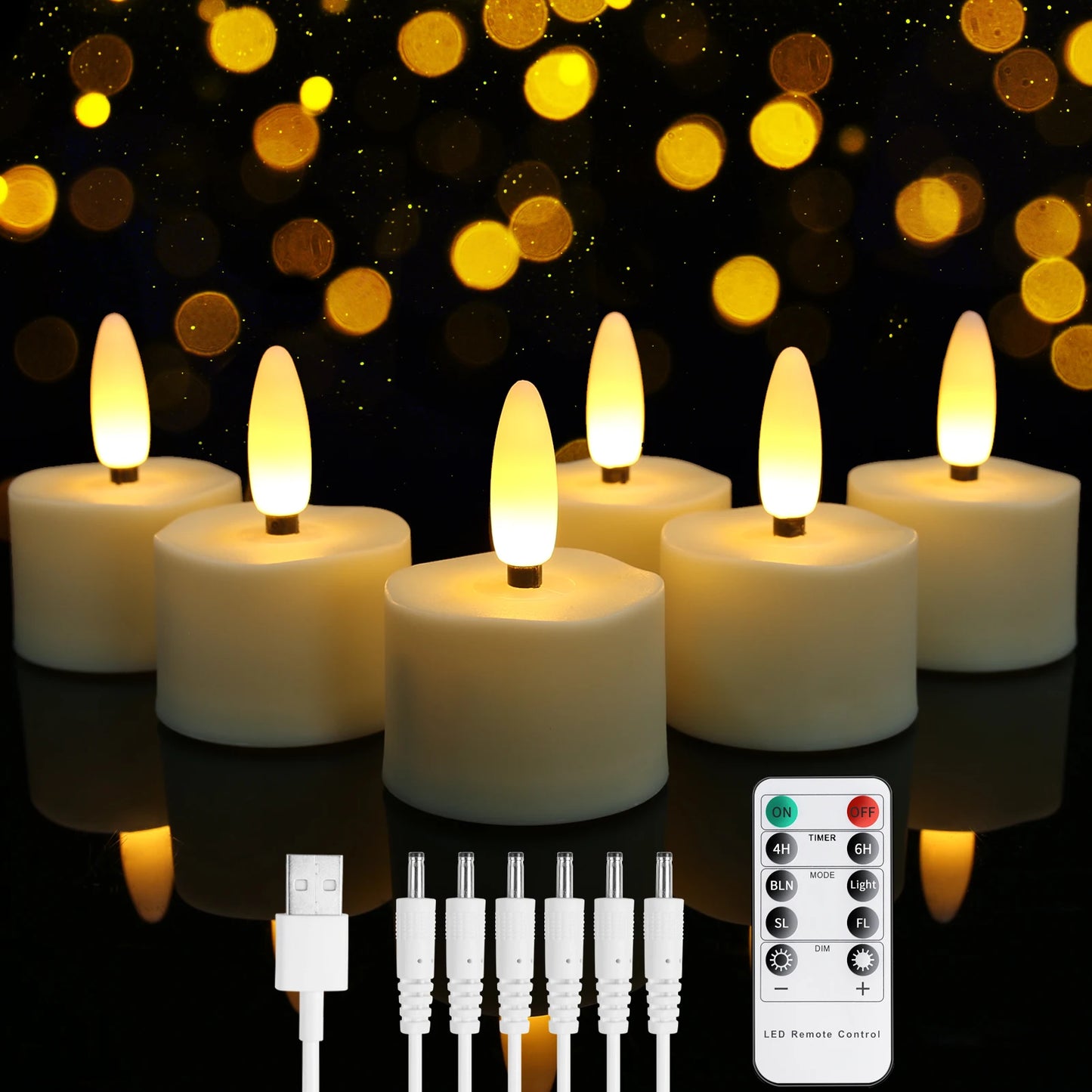 Rechargeable Flameless Tea Lights with Remote LED Tealights Battery Operated Realistic Flickering for Home Holiday Wedding Table