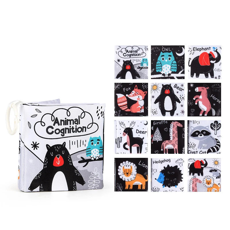 Soft Baby Clothes Book Sensory Toy Black and White High Contrast Visual Stimulation Book Toddler Early Learning Educational Book