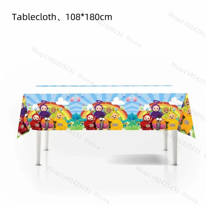 Teletubbies Birthday Party Decoration Tableware Set Paper Plates Balloons Banner Tablecloth For Kids Baby Shower Party Supplies