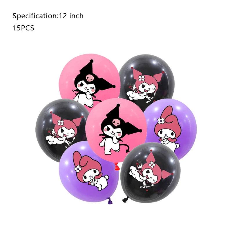 Kuromi Birthday Party Decoration Backdrop Disposable Tableware For Kids Event Supplies Latex Foil Balloons Banner