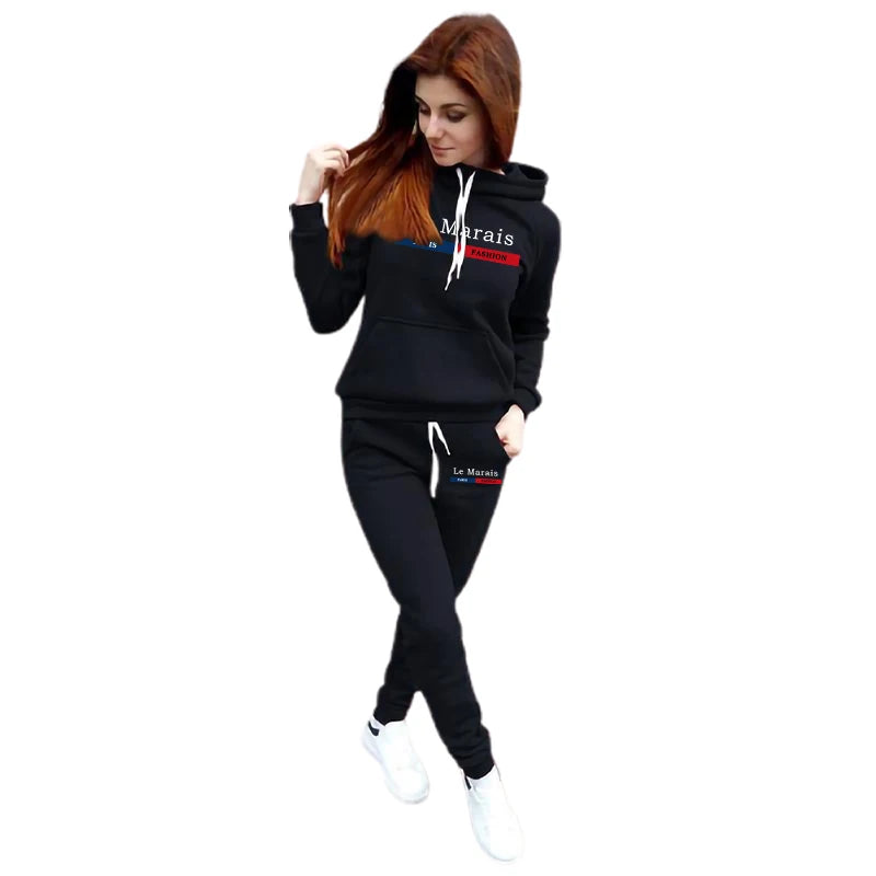 Le Marais Fashion Women Hoodie Outfits Autumn Winter Daily Casual Sports Jogging Suit Laides Home Outdoor Comfort Warm Tracksuit