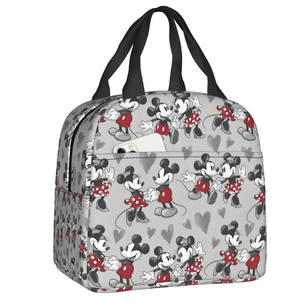 Custom Mickey Pink Minnie Mouse Lunch Bag Women Creative Design Cooler Warm Insulated Lunch Box for Kids School