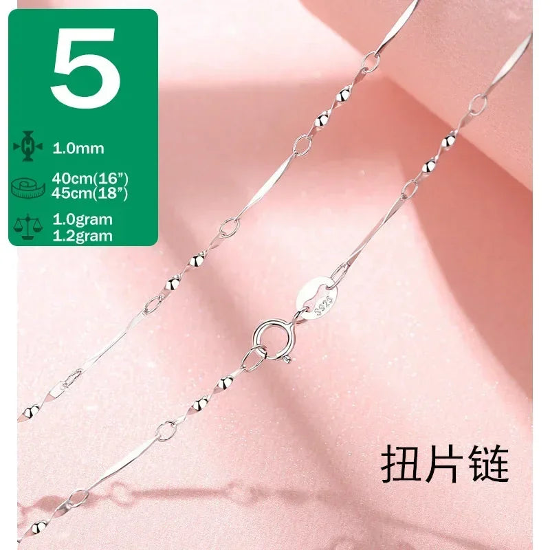TrustDavis Real 925 Sterling Silver Necklace Water-wave Snake Beads Box Chain 40/45cm Necklace For Woman Necklace Jewelry DC25