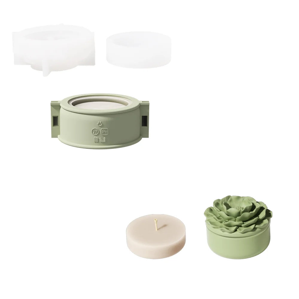 Nicole Camellia Candle Jar Jesmonite Silicone Mold Reusable Candle Refill Mold DIY Flower Concrete Gypsum Mould