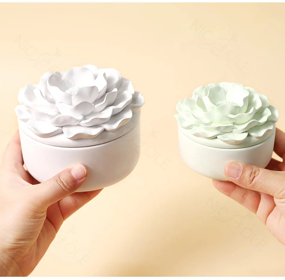 Nicole Camellia Candle Jar Jesmonite Silicone Mold Reusable Candle Refill Mold DIY Flower Concrete Gypsum Mould