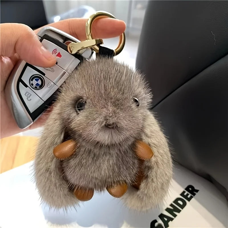 1pc Trendy Plush Rabbit White Keychain for Woman with Cute Charm Soft Toy Decorative Accessory for Bags New Year Gift Body Kit