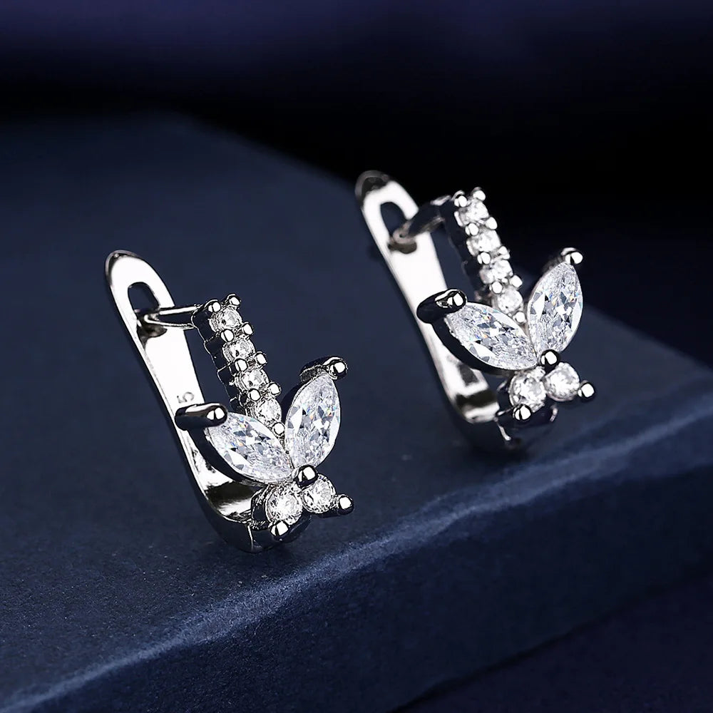 925 Sterling Silver Earrings Jewelry High Quality Retro Simple Pattern Purple White Zircon Earrings Hot Sale