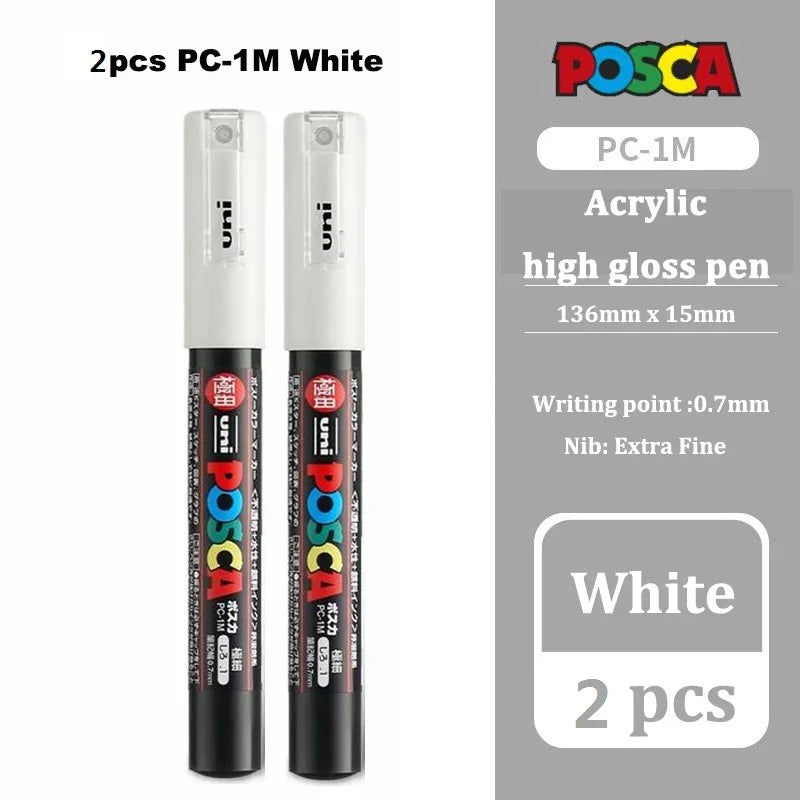 UNI Posca White Waterproof Permanent Acrylic Marker Pens Marcadores Non-fading POP Poster Pen Graffiti Advertisement Paint Pens