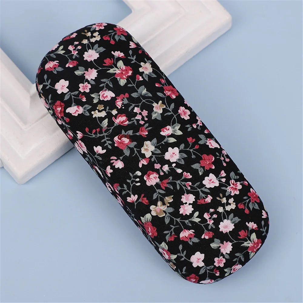 Retro Floral Glasses Case Flower Printed Cloth Reading Glasses Box Hard Eyewear Protector Women Optical Glasses Storage Case