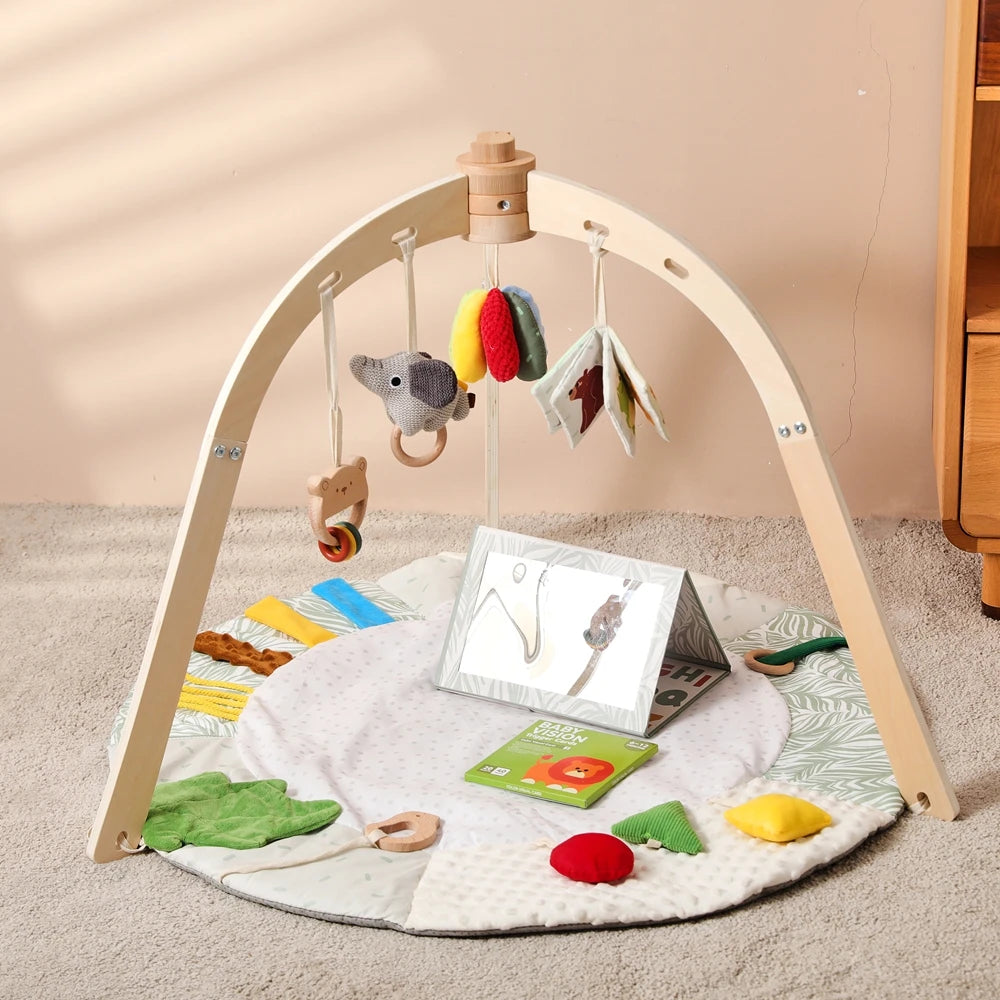 Wooden Baby Play Gym Music Activity Mat 0-12 Baby Months Exercises For The Limbs Sensory Development Toys Mobile Suspended Bell