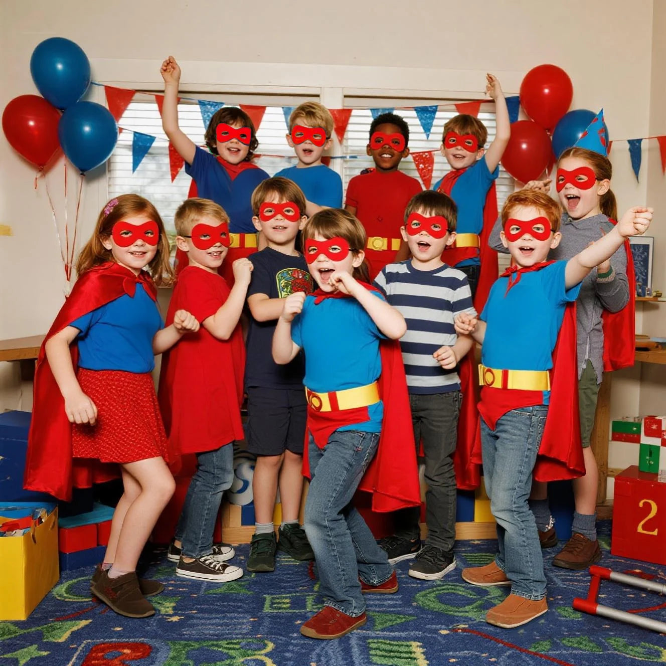 6-48PCS Superhero Capes and Masks for Boys Girls Birthday Party Favor Kids Role Playing Halloween Costumes SuperHero Party Favor