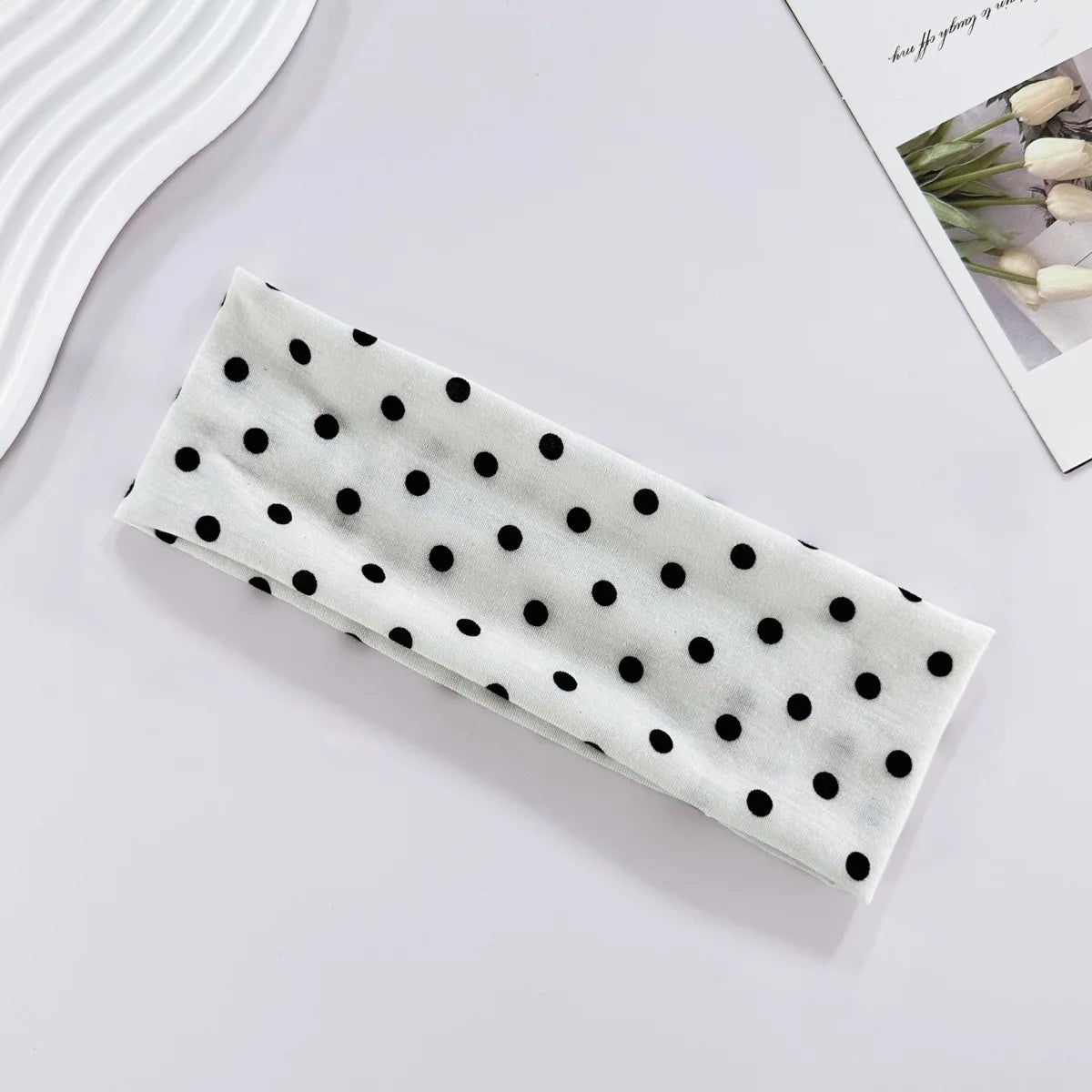 Y2K Retro Boho Breeze Wind Dot Stretch Women's Hairbands Korean Ins Fashion Wide Headbands Yoga Sports Dating Hair Accessories
