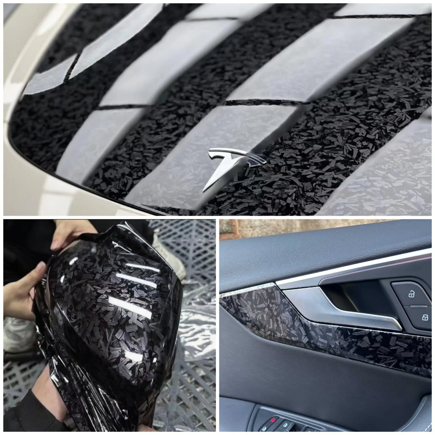 Black Forged Carbon Fiber Vinyl Car Wrap Film Decal Self Adhesive DIY Styling Interior Stickers For Motorcycle Wrapping