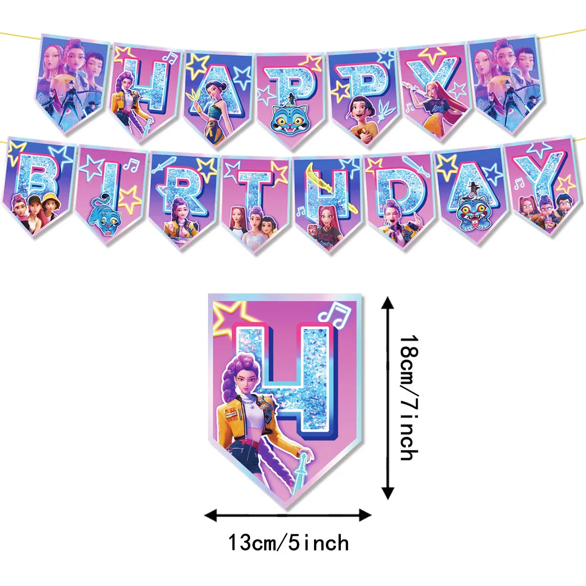 Cartoon Girl Hunters Disposable Party Tableware Banners Balloons Birthday Decoration Cake Topper Insert for Baby Shower