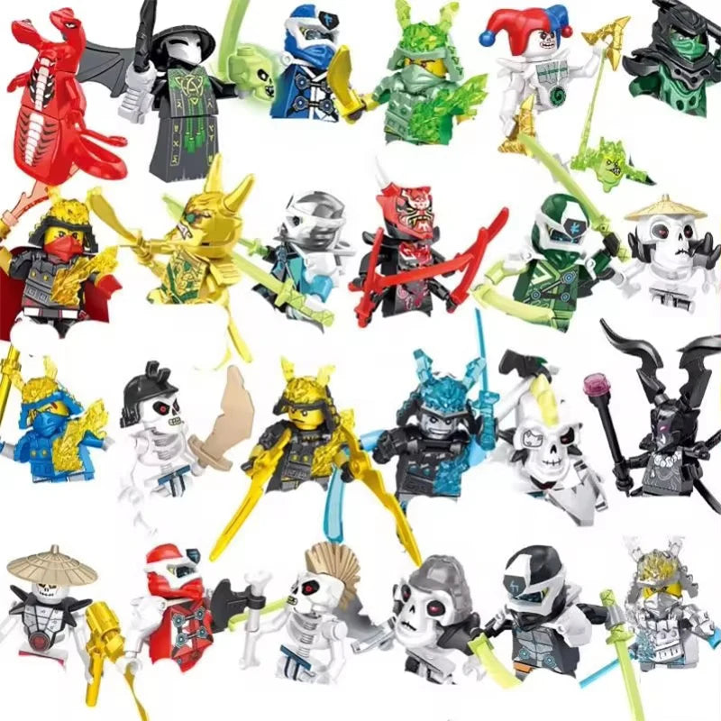 24 Pieces Anime Characters Ninja Figures Garmadon Jay Lloyd Samukai Cole Harumi Ultra Violet Pyro Snake Building Block Kids Toys
