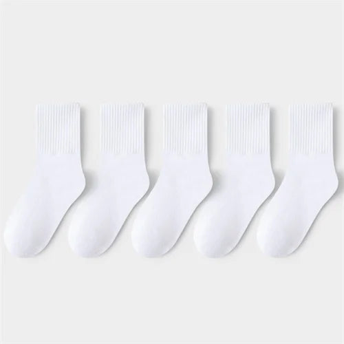 5Pairs/Set 3-13Years Baby Girls Boys Casual Sports Socks Soild Soft Cotton Four Season School Socks Black White Gray Kids Socks