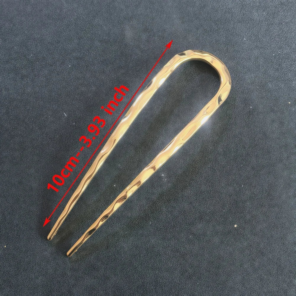 Vintage Metal U-Shaped Hair Fork Fashion Geometric Irregular Alloy Hairpin Clips Headwear Women Girls Simple Hair Sticks Gifts