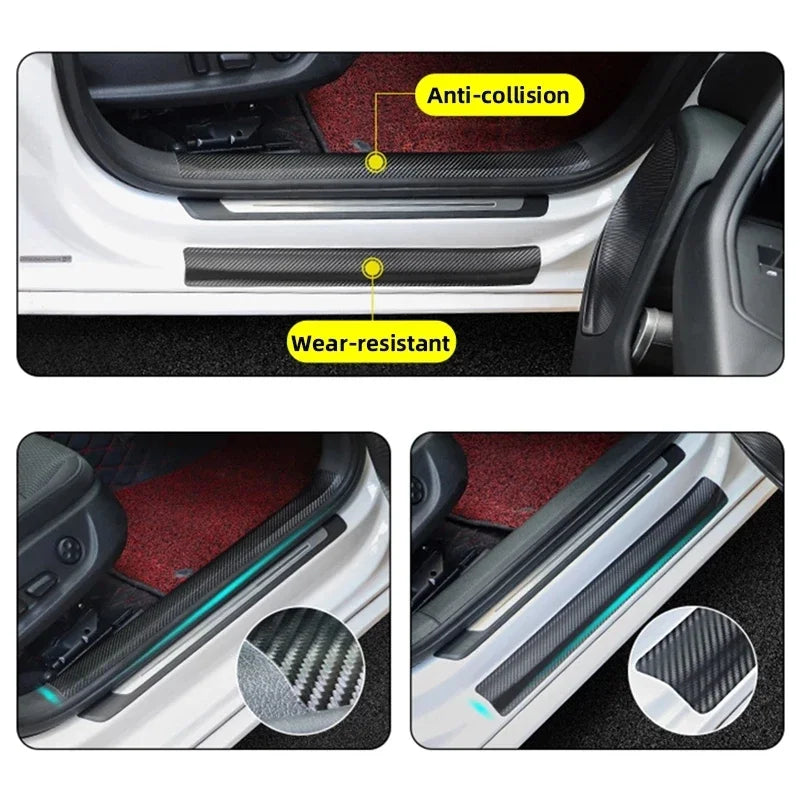 1-5m Nano Carbon Fiber Car Tape Sticker Door Mirror Paste Protector Strip DIY Protection Protective Film Waterproof Adhesive