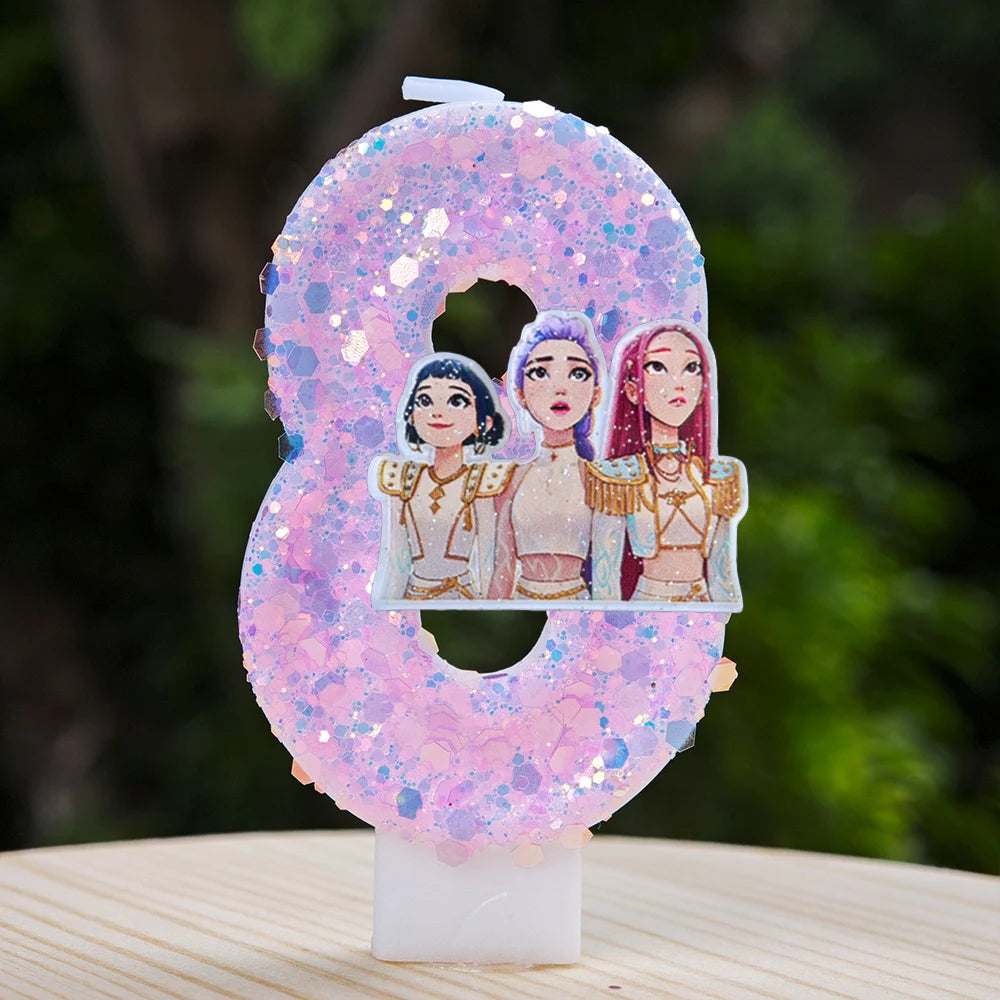 Kpop Demon Hunters Candle Number 0-9 Soccer Candle Cake Decoration Birthday Party for Kids Baby Shower Decor Gift