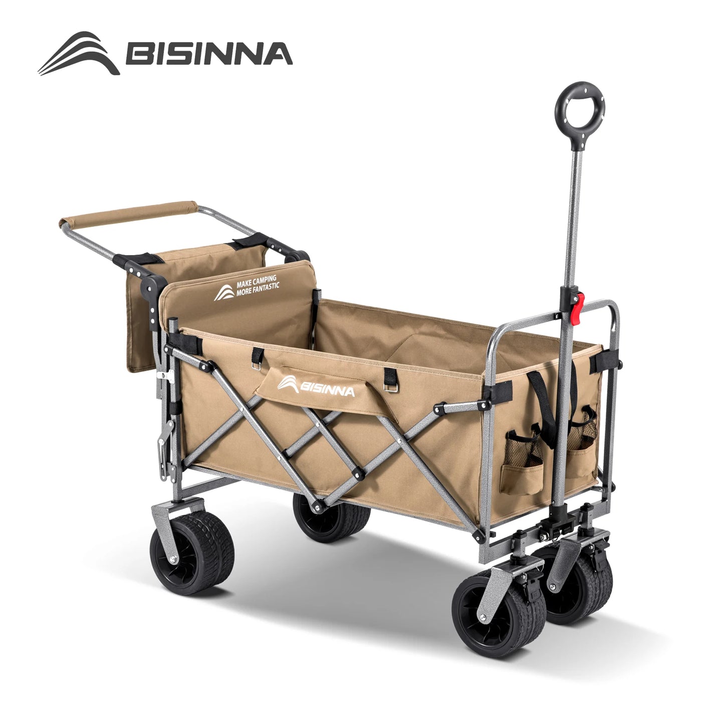 BISINNA Camping Wagon Cart Folding Utility Heavy Duty Large Capacity Trolley Outdoor Shopping Picnic Collapsible Hand Truck