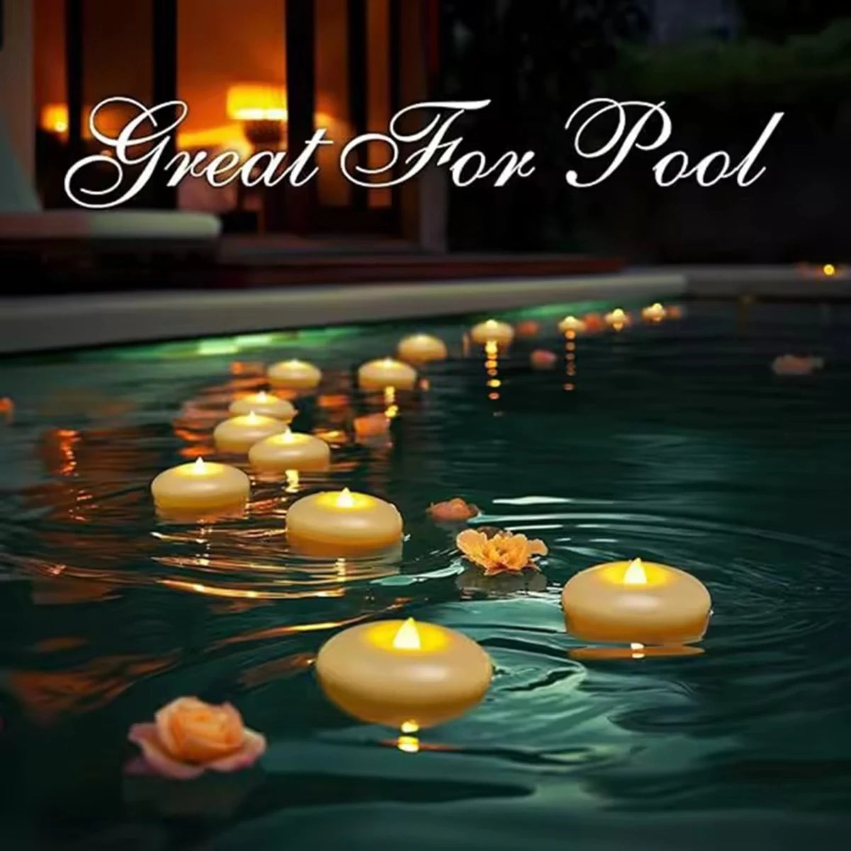 Waterproof Swimming Pool Candle Smokeless Floating Tealights Candle Realistic Flickering party candles For Party Wedding Praying