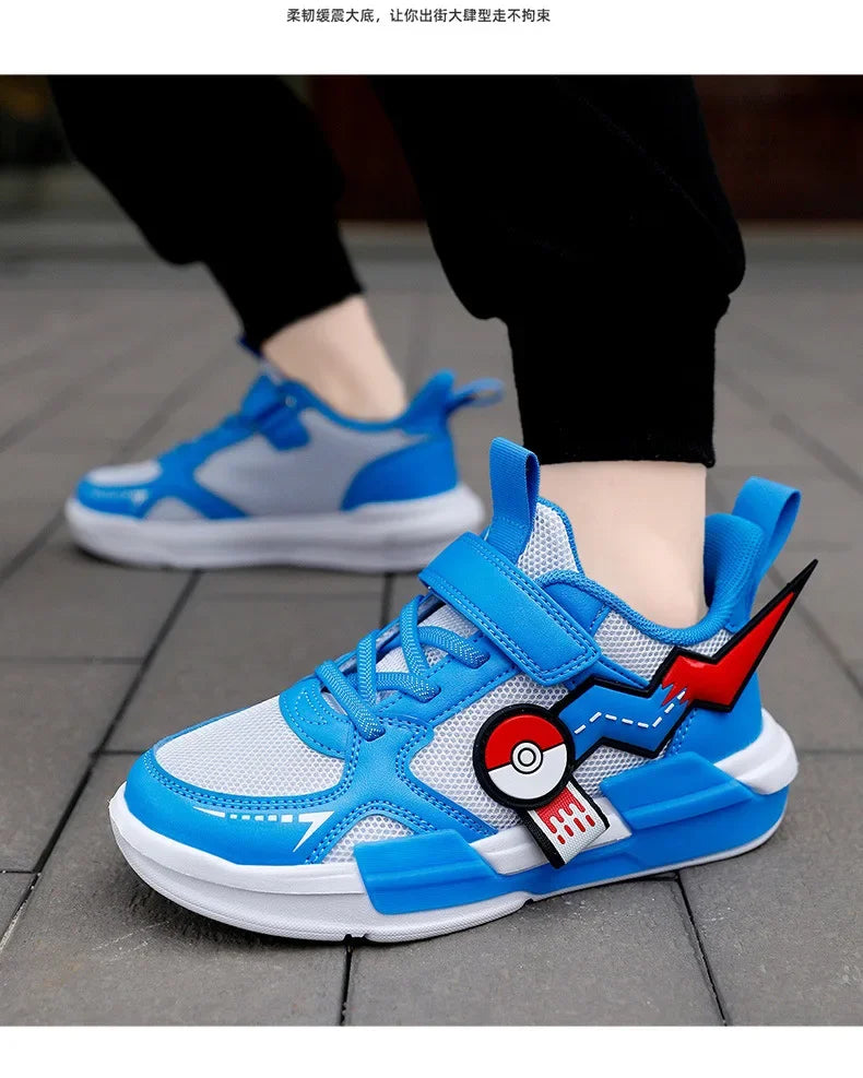 Pokemon Pikachu Children Sports Shoes Spring and autumn Fashion Anime Boy Sneakers Student Breathable Non-slip Running Shoe
