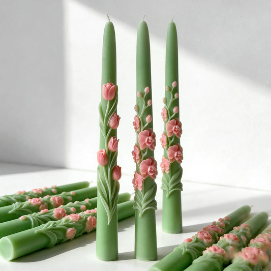 3D Long Stem Phalaenopsis Orchid Floral Relief Candle Silicone Mold DIY for Plaster Wax Resin Candle Holder Home Decor Gift
