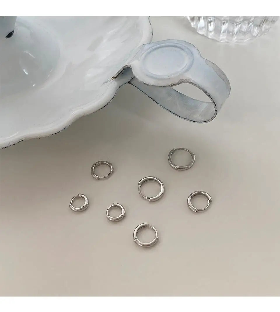 Real 925 Sterling Silver Minimalist Bohemian Round Earring for Women Hoop Earring Jewelry Accessories
