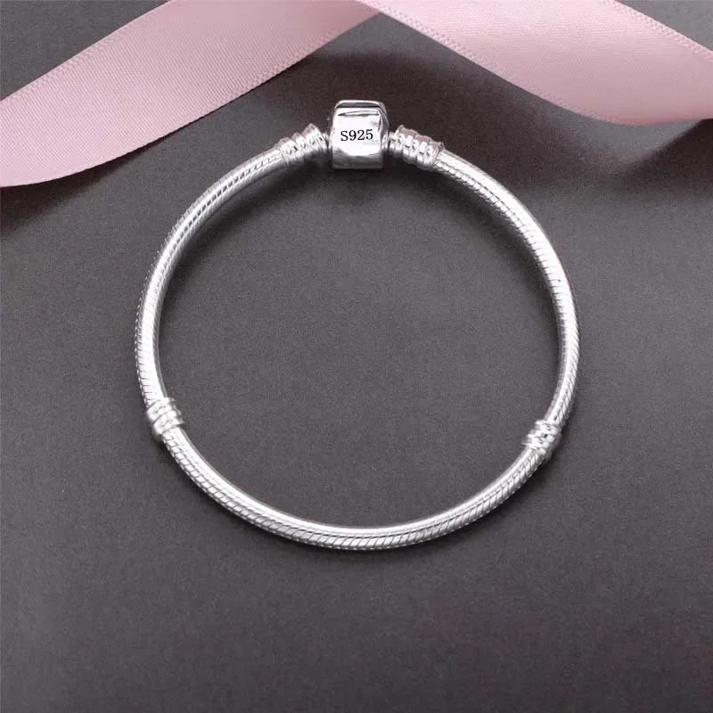 TOP SALE Authentic 100% 925 Sterling Silver 3MM Snake Chain Bangle & Bracelet for Women Luxury Jewelry 16-23CM