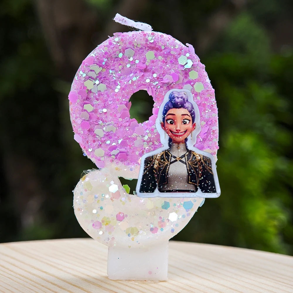 New Kpop Demon Hunters Theme Candle Number 0-9 Birthday Party Cake Decoration Cartoon Baby Shower Supplies Kids Gifts