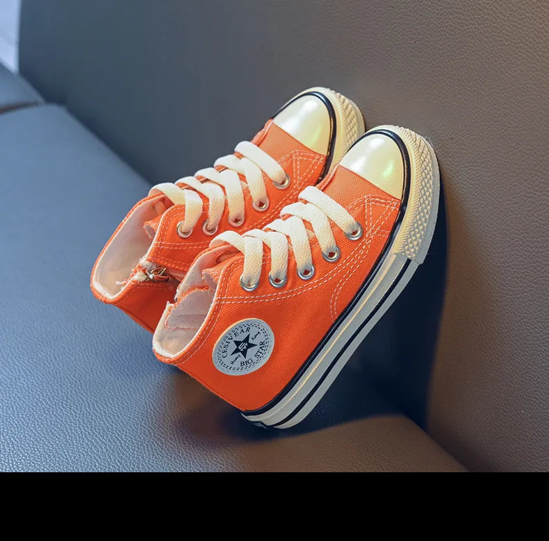 Children's Mid-Top Canvas Shoes Soft Bottom Comfortable Casual Children's Shoes Boys and Girls Non-slip Breathable Board Shoes