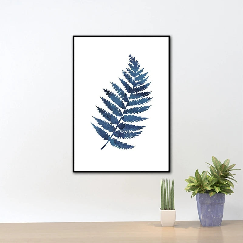 Pressed Blue Wild Flowers Wall Art Canvas Painting Hampton Style Posters Botanical Prints Blue and White Pictures Home Decor