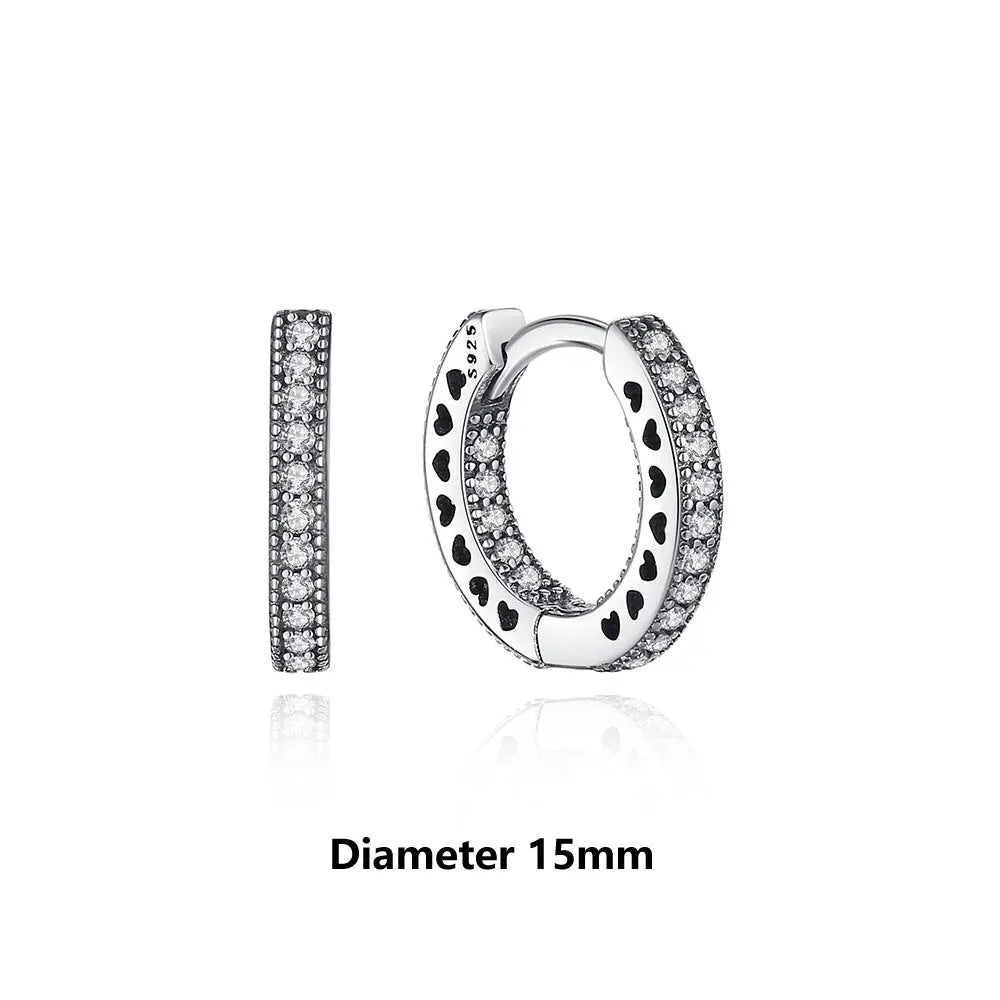 New 2025 Original 925 Sterling Silver Earrings For Women Piercing Hoop Love Heart Earings Rose Gold Wedding Gift Luxury Jewelry