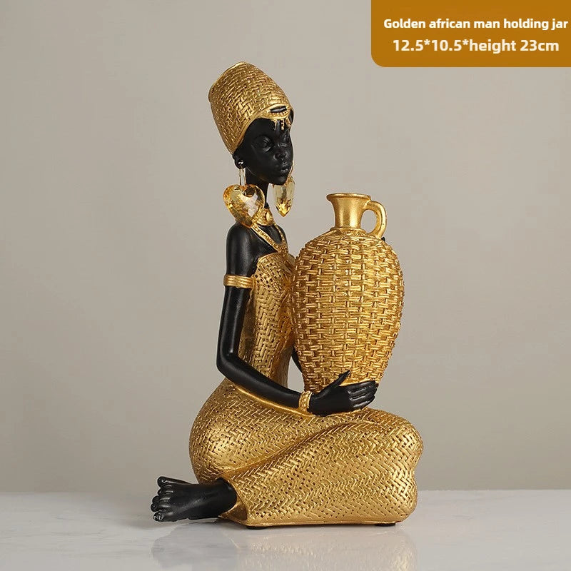 African Girl Home Ethnic Style Craft Resin Ornament