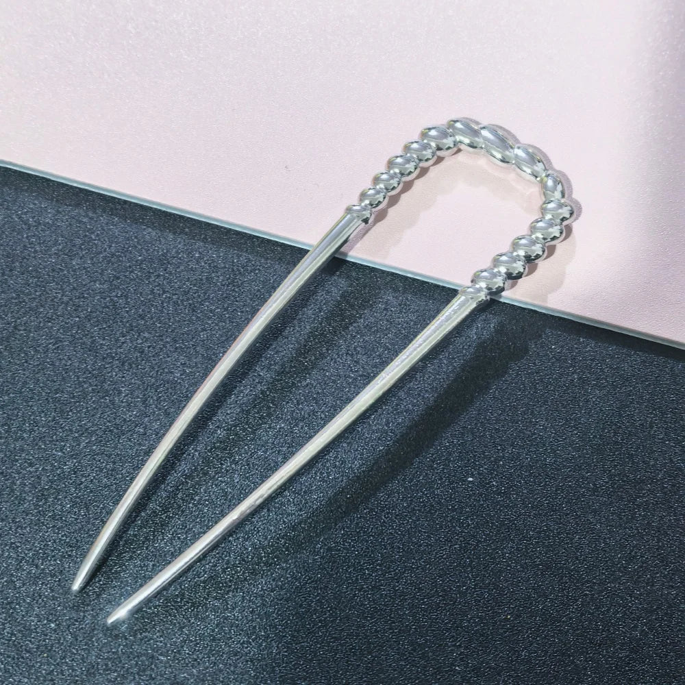 Vintage Metal U-Shaped Hair Fork Fashion Geometric Irregular Alloy Hairpin Clips Headwear Women Girls Simple Hair Sticks Gifts