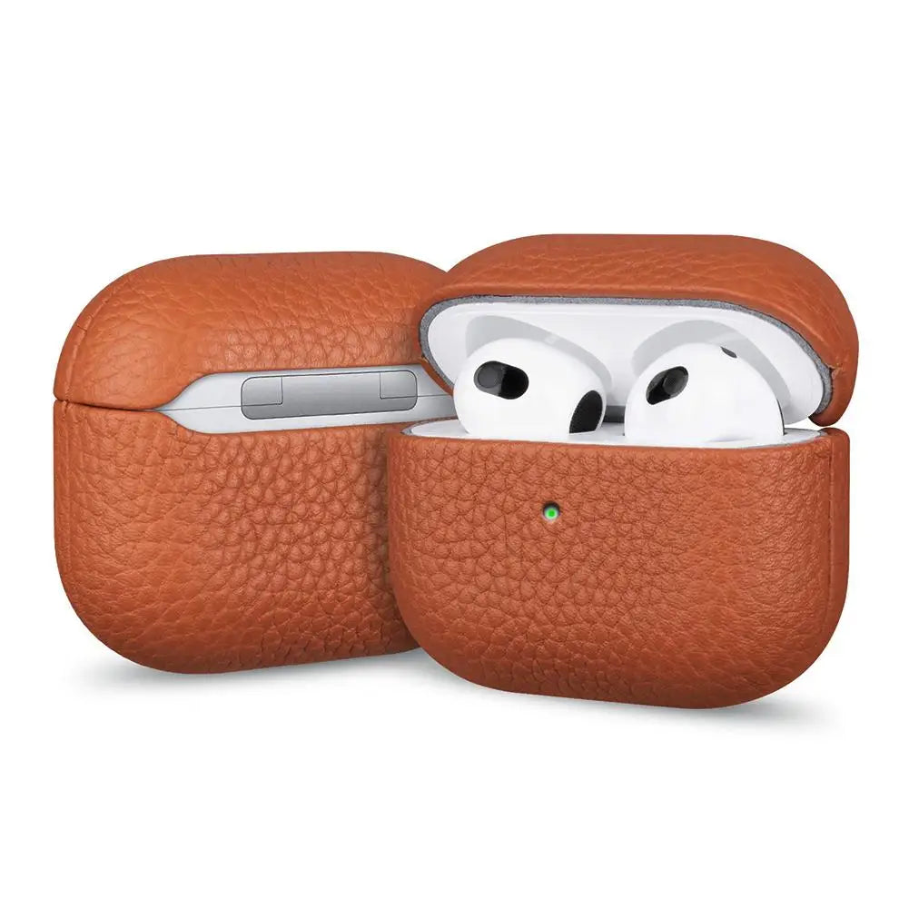 High End Business Bluetooth Earphone Case For Apple AirPods Air 2 3 4 Pro 2 3 Retro Genuine Leather Litchi Texture Protect Cover