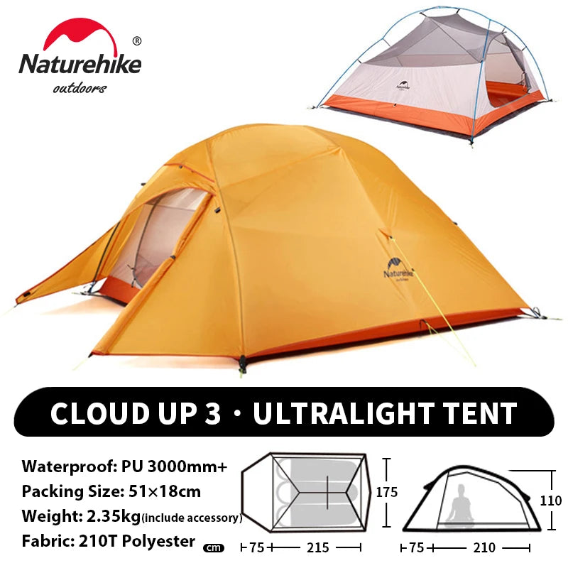 Naturehike Cloud Up 1 2 3 Person Camping Tent Ultralight Waterproof Trekking Tents Hiking Backpacking Shelter Tent Travel Tent
