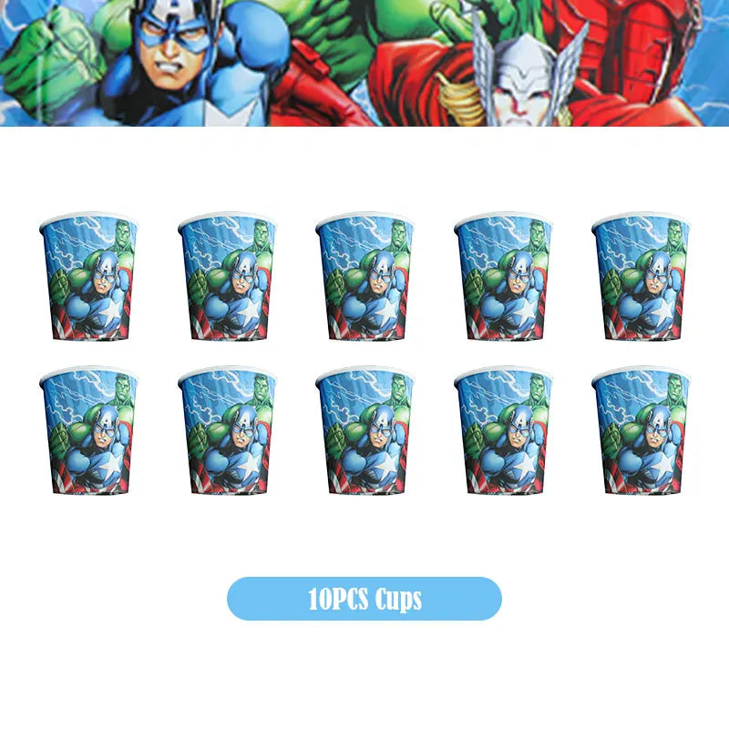 Happy Marvel Theme Avengers Birthday Decoration Set Cups Plates Tablecloth Masks Superhero Balloons Party Supplies Favors Gifts