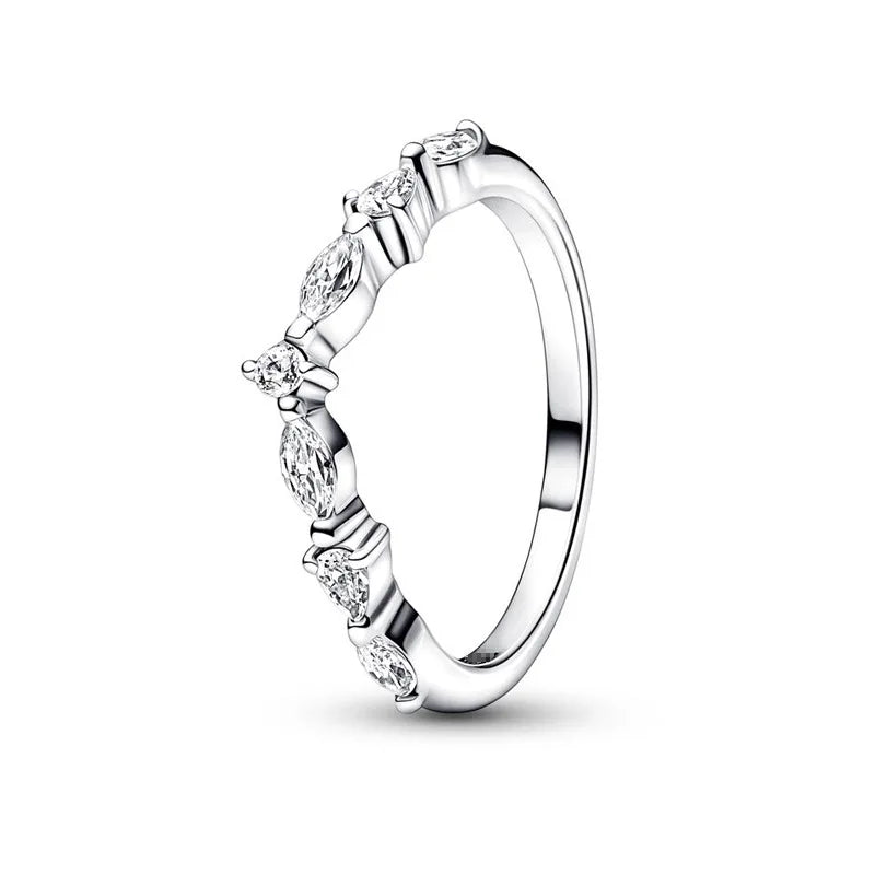 New White Series Original 925 Sterling Silver Women Finger Rings for Women Silver Daisy Mom heart Zirconia Stone Luxury Jewelry