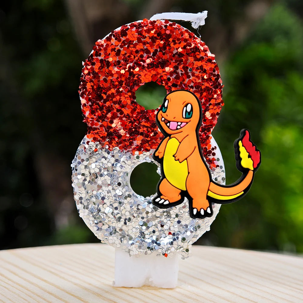Pokemon Candle Number 0-9 Soccer Candle Pikachu Cake Decoration Boy Birthday Party for Kids Baby Shower Decor Gift