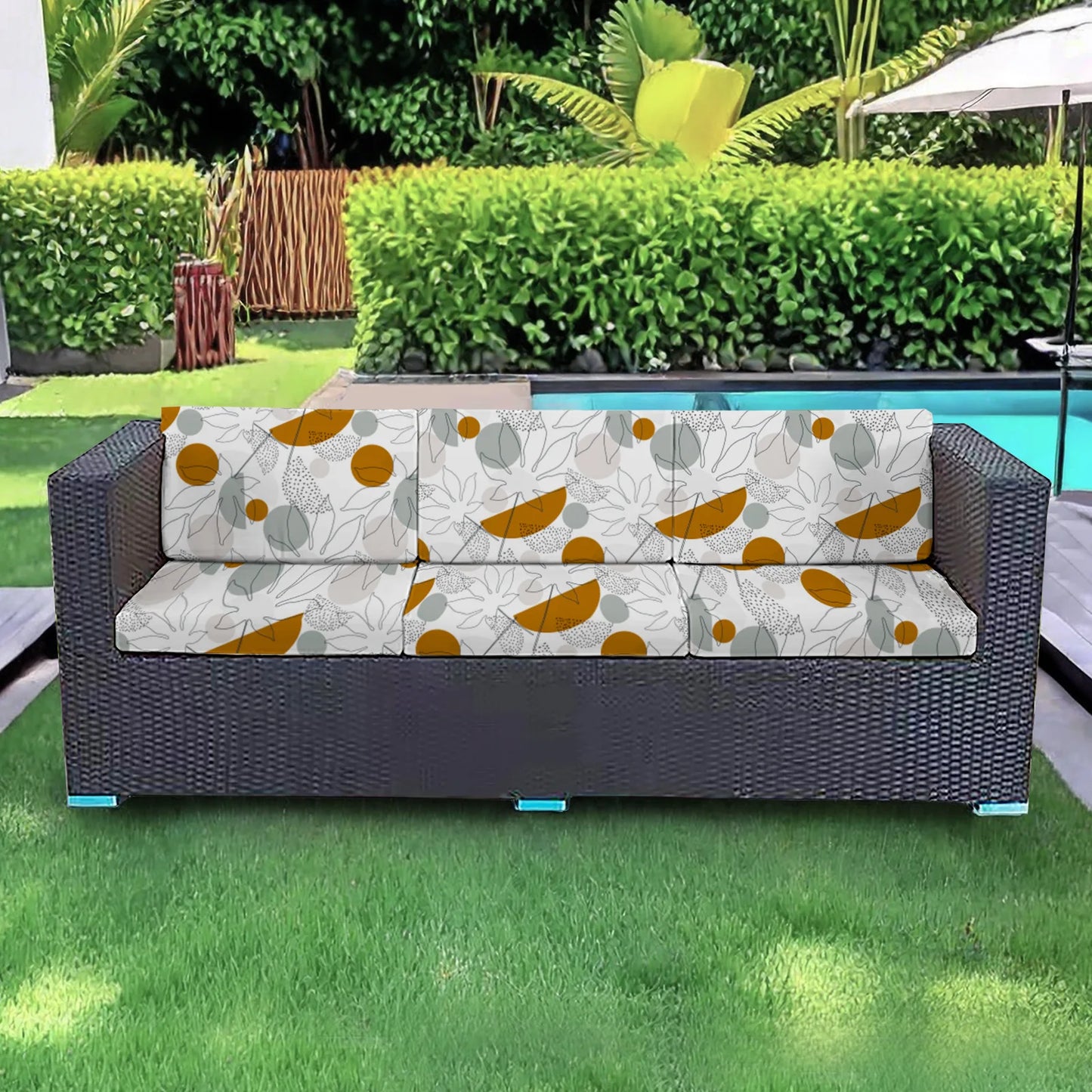 Printed Sofa Cushion Cover Outdoor Garden Villa Patio Sun Protection Weather Resistant Leisure Seat Cover Courtyard Furniture
