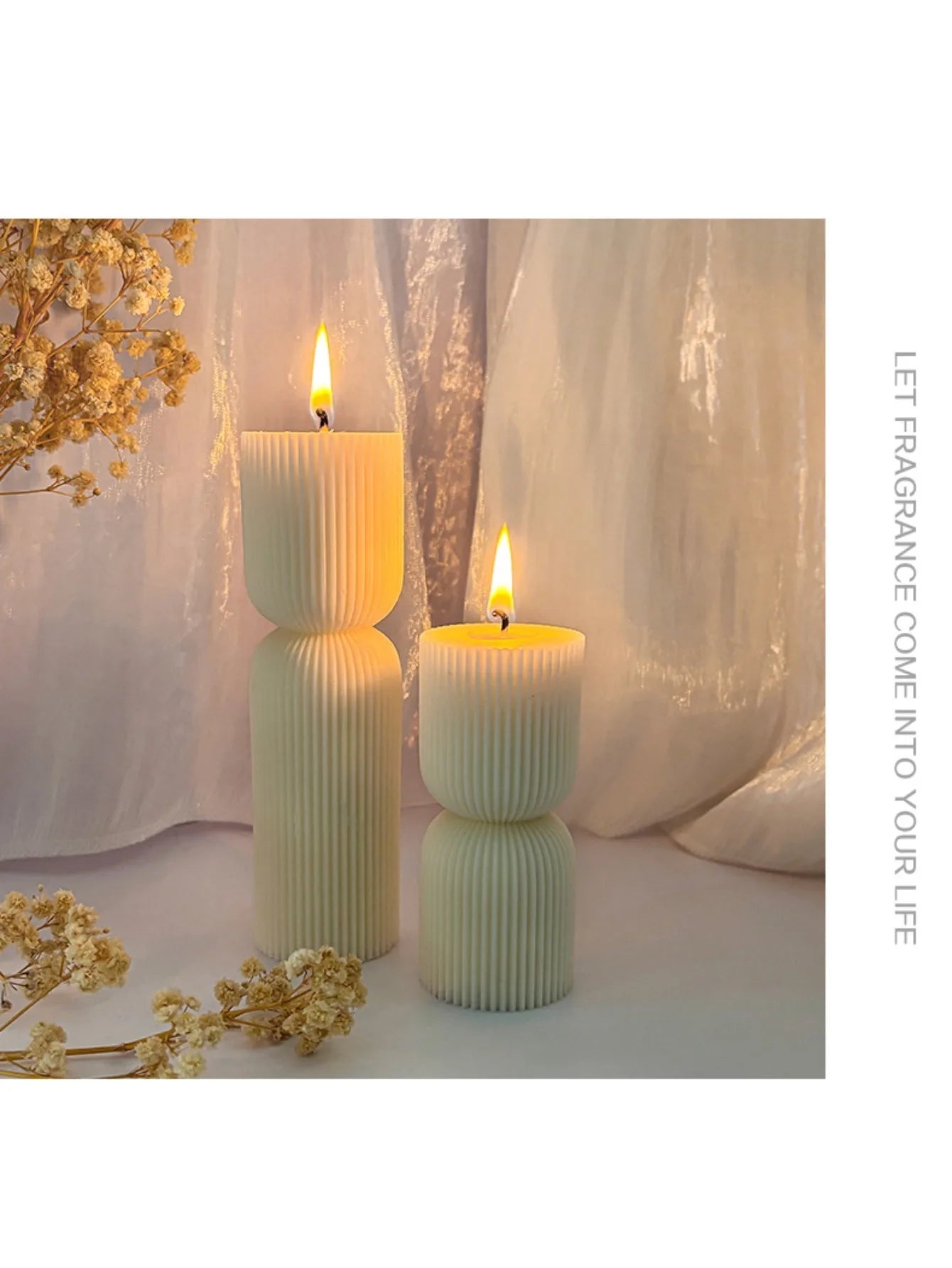 Nordic Minimalist Ribbed Cylinder Pillar Scented Candle Soy Wax Aromatherapy Candle Home Decor