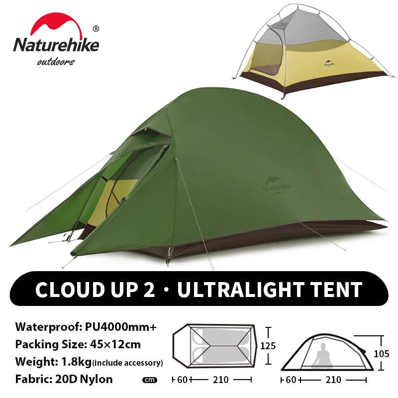 Naturehike Cloud Up 1 2 3 Person Camping Tent Ultralight Waterproof Trekking Tents Hiking Backpacking Shelter Tent Travel Tent