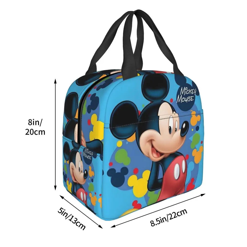 Custom Mickey Pink Minnie Mouse Lunch Bag Women Creative Design Cooler Warm Insulated Lunch Box for Kids School