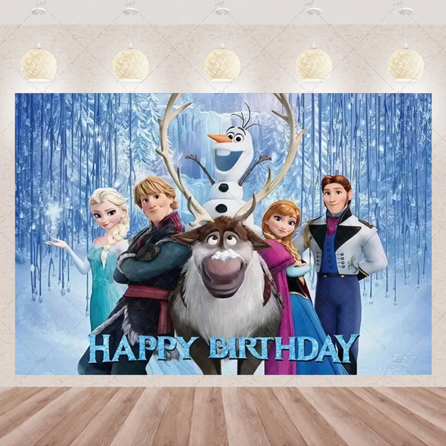 Frozen Elsa Anna Princess Theme Backdrop Frozen Birthday Party Decoration Baby Shower Supplies Background Photo Prop Girl Gift